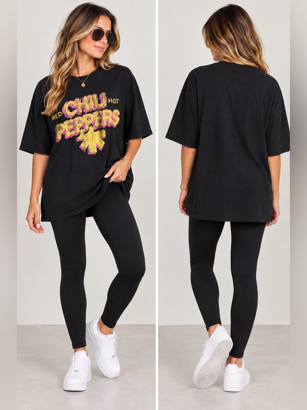 Red Hot Chili Peppers Oversize Large/Extra Large Women Black T-Shirt